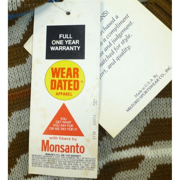 NWT VTG London Fog Mens XL Knit Sweater Brown Zigzag Pattern USA - Picture 5 of 13